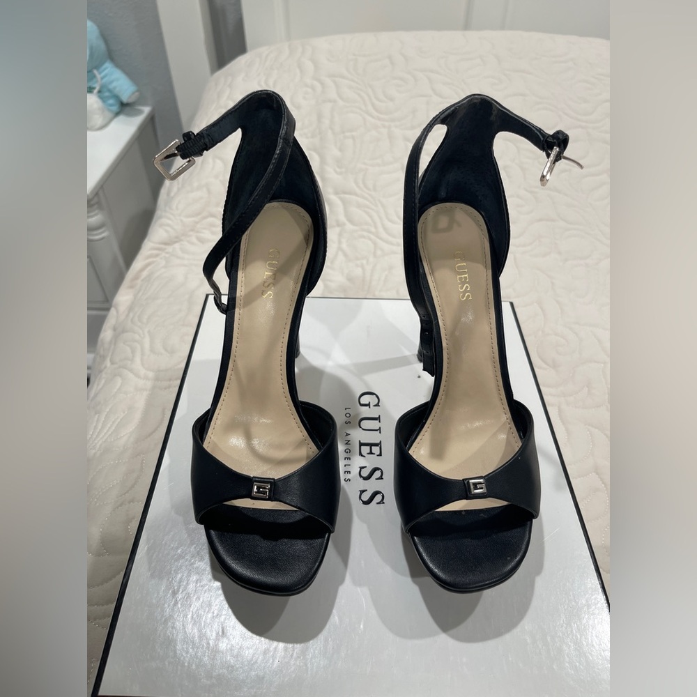 GUESS Black Ankle Strap Heels
